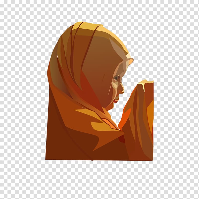 person covered with orange shawl art, Praying Hands Quran Muslim Child Prayer Islam, muslim transparent background PNG clipart