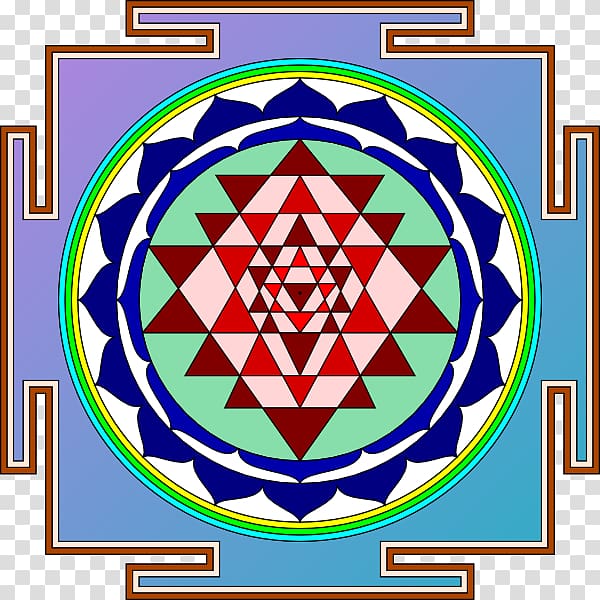 Ganesha Sri Yantra Chakra, geometric colorful shading transparent background PNG clipart