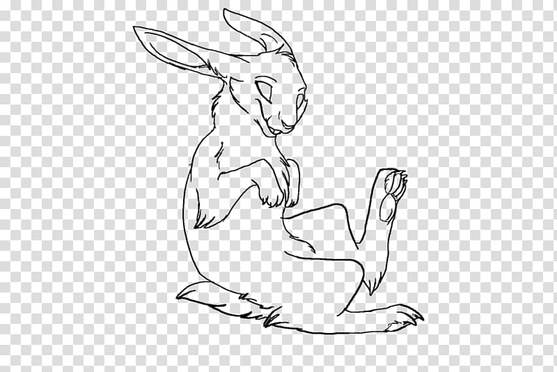 Rabbit Line art Hare Cartoon Sketch, cartoon animal lovers transparent background PNG clipart