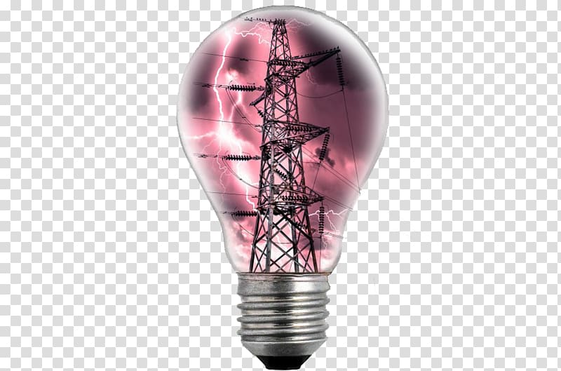 Incandescent light bulb Electricity High voltage Lamp, Light bulb in the high-voltage tower transparent background PNG clipart