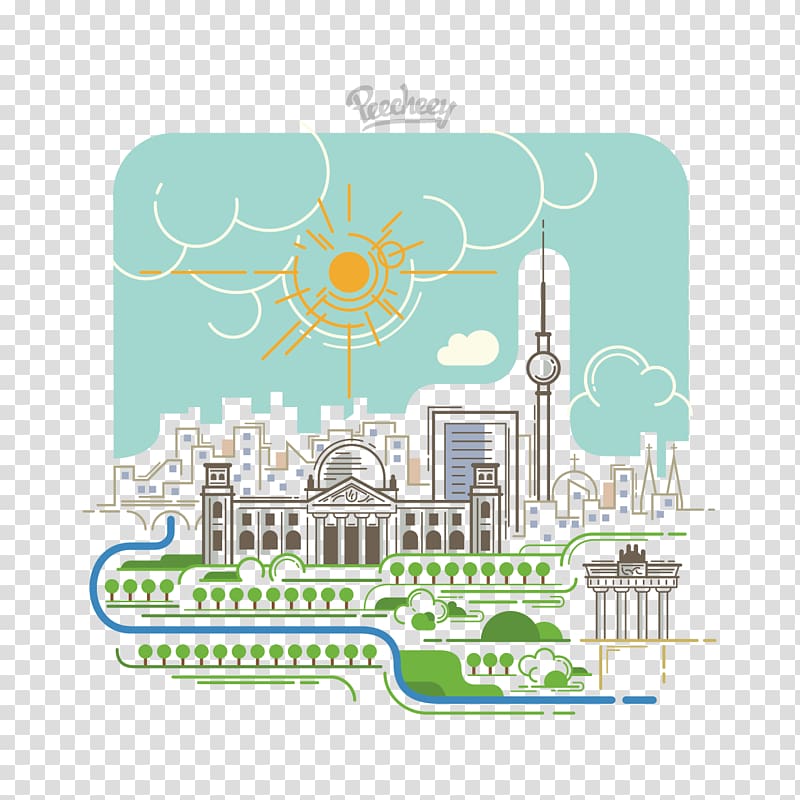 Berlin Skyline , City hand drawing transparent background PNG clipart