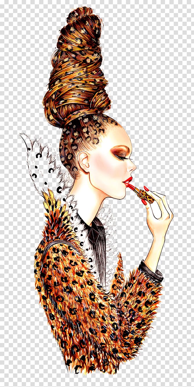 Fashion illustration Drawing Haute couture Illustration, Hand-painted plate hair female transparent background PNG clipart