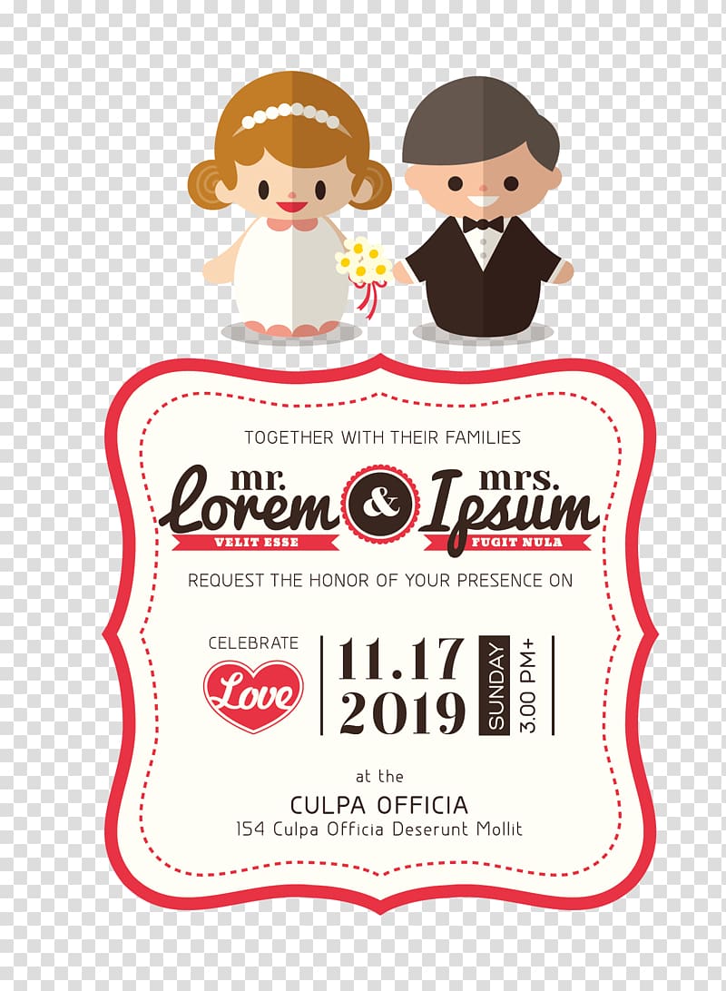 Mr. Lorem and Mrs. Ipsum poster, Wedding invitation Bridegroom, Wedding Invitation transparent background PNG clipart