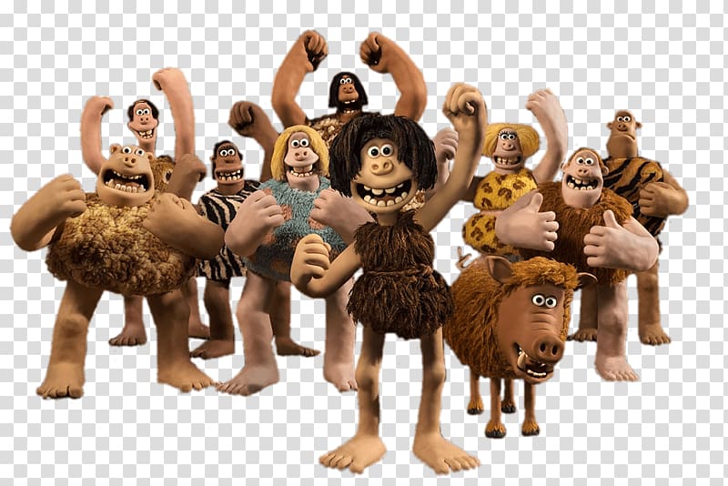 cave people cartoon , Early Man Tribe Cheering transparent background PNG clipart