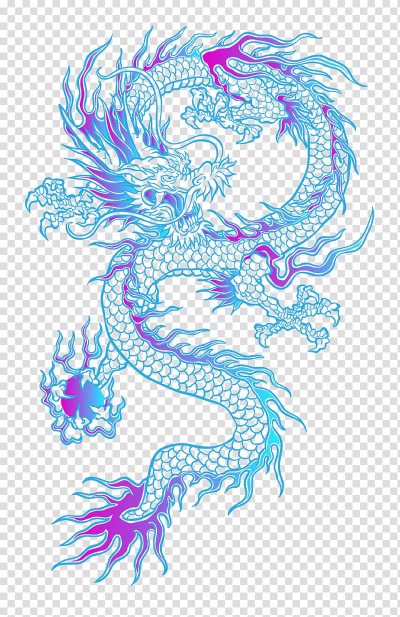 teal and pink dragon illustration, China Dragon Computer file, Dragon transparent background PNG clipart