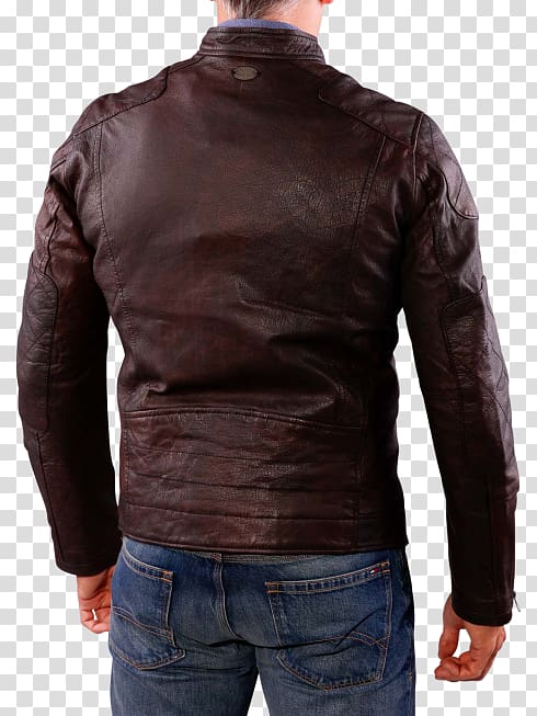 Leather jacket Coat Pepe Jeans Goldborne XL, dark brown jeans transparent background PNG clipart