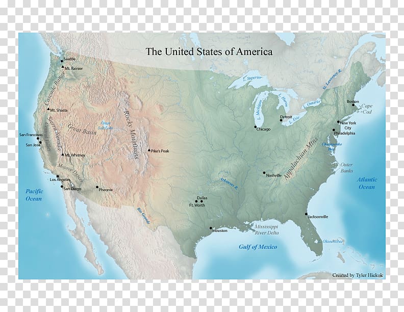 United States Topographic map Physische Karte Blank map, rivers and lakes transparent background PNG clipart
