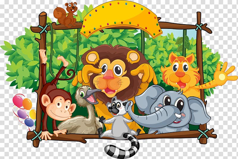 Cartoon Animal Drawing, safari transparent background PNG clipart