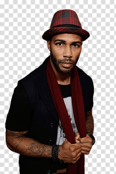 man wearing brown scarf and red hat, Omari Hardwick Hat and Scarf transparent background PNG clipart