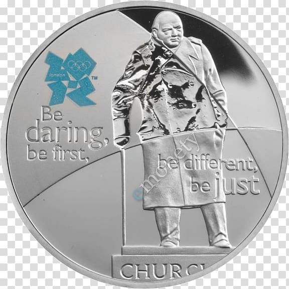 Statue of Winston Churchill Coin set Five pounds Royal Mint, winston-churchill transparent background PNG clipart