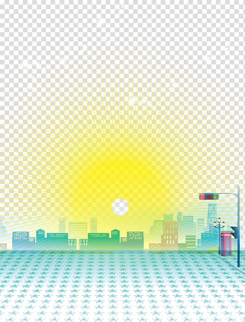 sunrise and cityscape , Ink Sunrise Pixel, Ink sunrise house road background transparent background PNG clipart