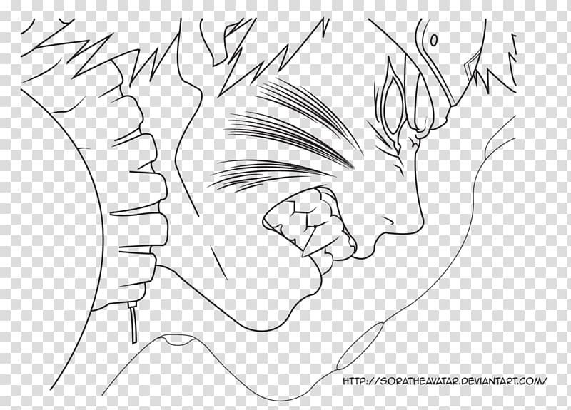 Line art Sasuke Uchiha Drawing Anime Naruto, Anime, angle, white, face png