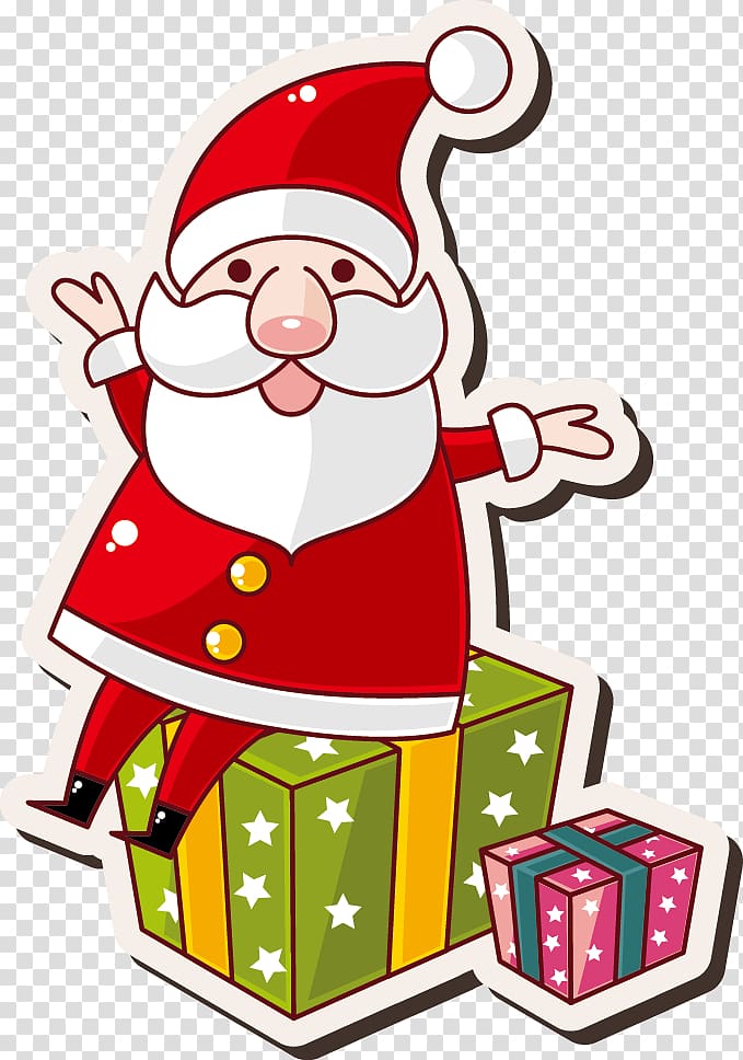 Santa Claus Christmas card New Year Cartoon, Santa Claus material Cartoon Art transparent background PNG clipart