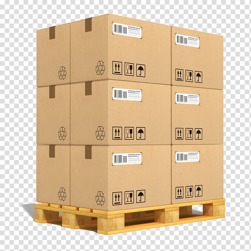 brown box lot, Pallet Cardboard box Freight transport Corrugated fiberboard, Shipping transparent background PNG clipart