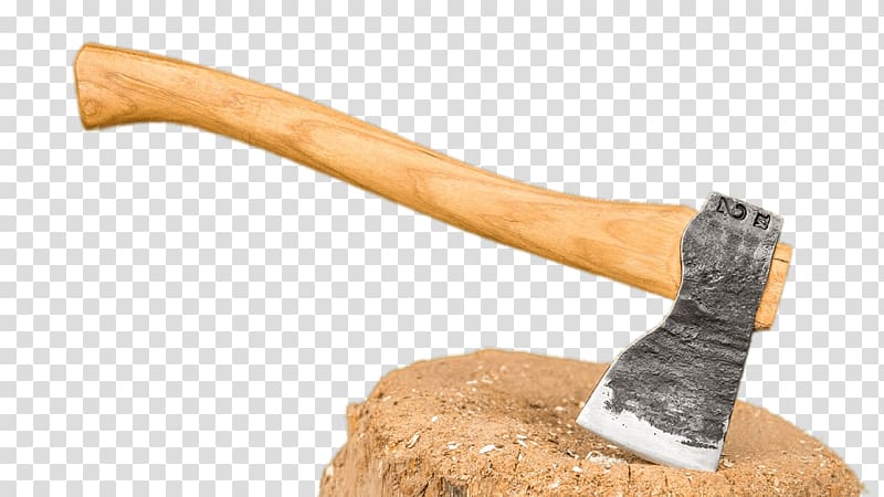 brown wooden ax on wood, Axe In Log transparent background PNG clipart