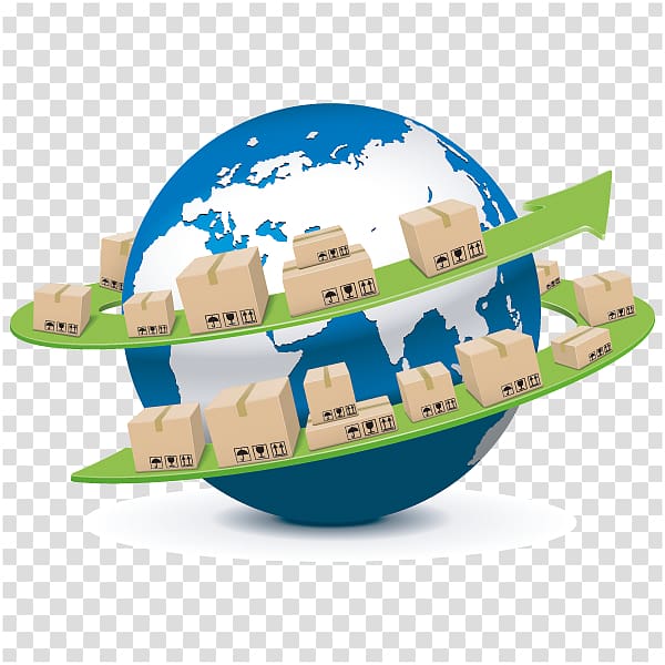 globe with boxes and green arrow , DHL EXPRESS Courier Freight transport International trade Logistics, Cargo transparent background PNG clipart