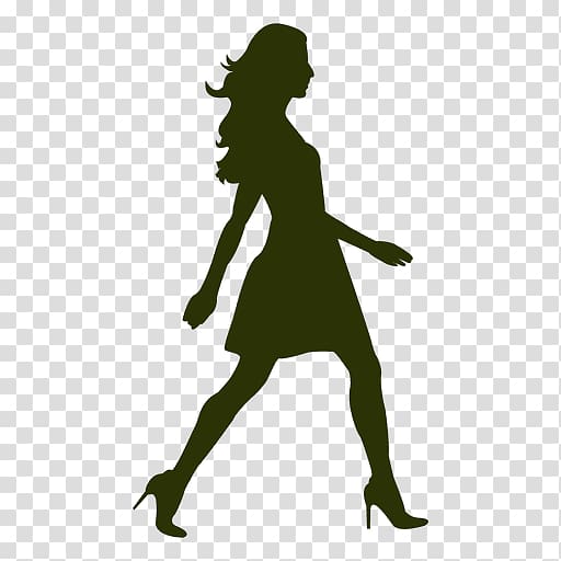 Walk cycle Silhouette, girl fashion transparent background PNG clipart