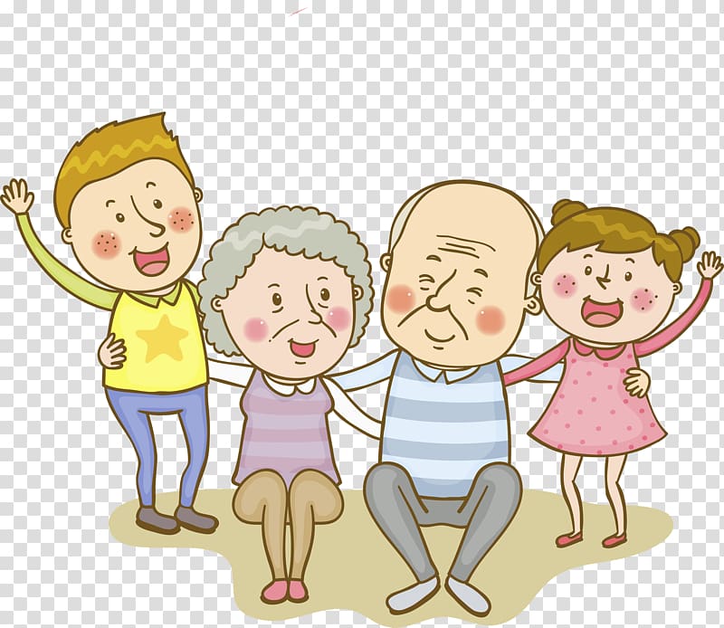 Grandparent Old age Child Parenting Illustration, The old and the children transparent background PNG clipart
