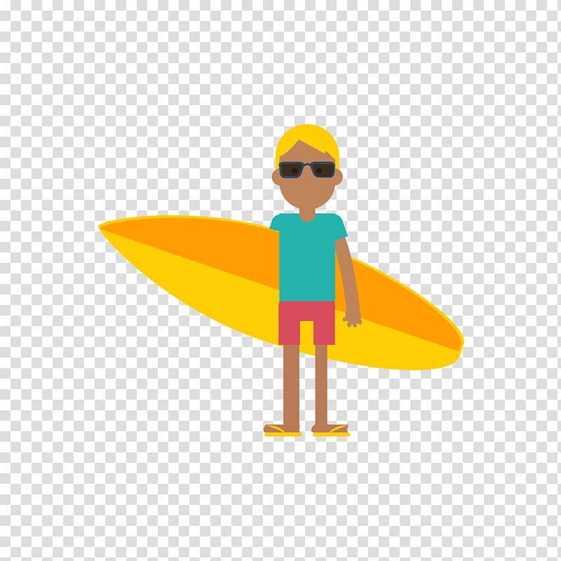 Boy Carrying Yellow Surfboard Art Surfing Surfboard Icon The