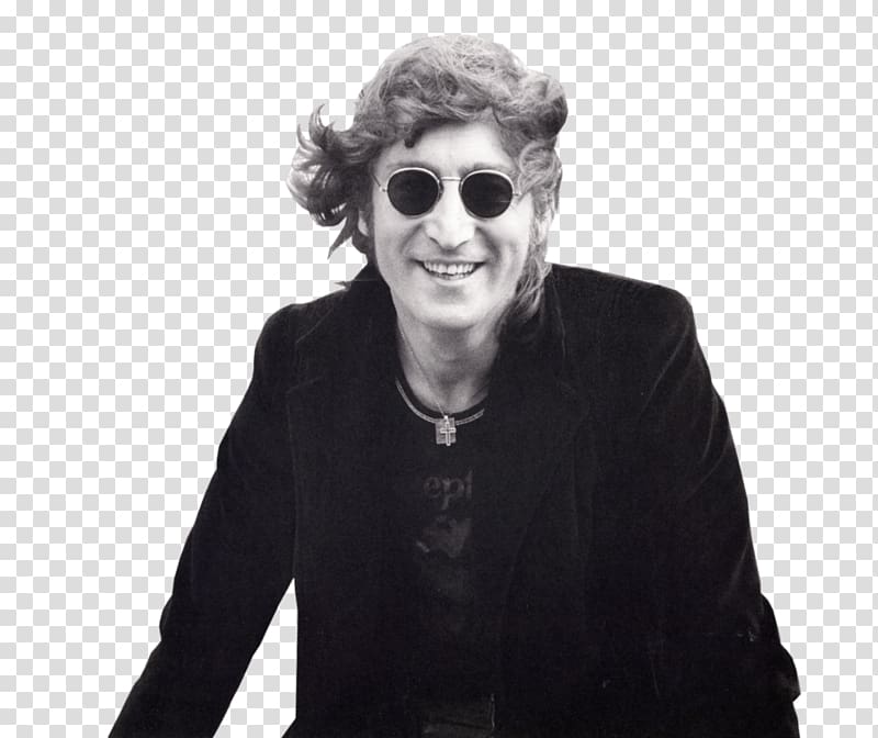 John Lennon wearing black blazer, John Lennon Smiling transparent background PNG clipart