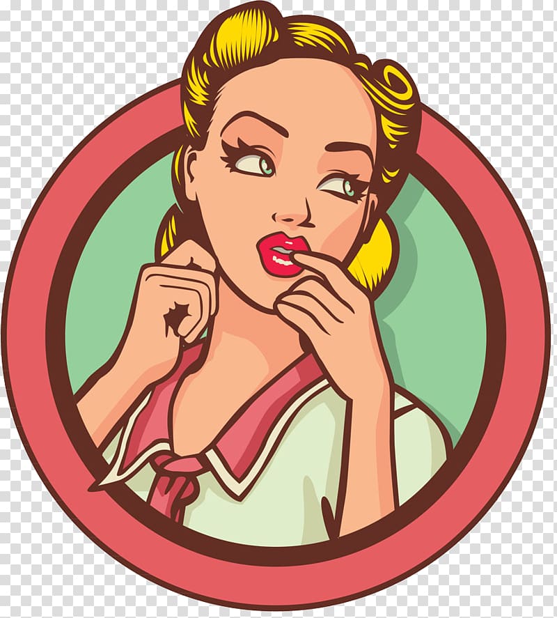 woman portrait , Pin-up girl 1950s Retro style Illustration, Beauty woman transparent background PNG clipart