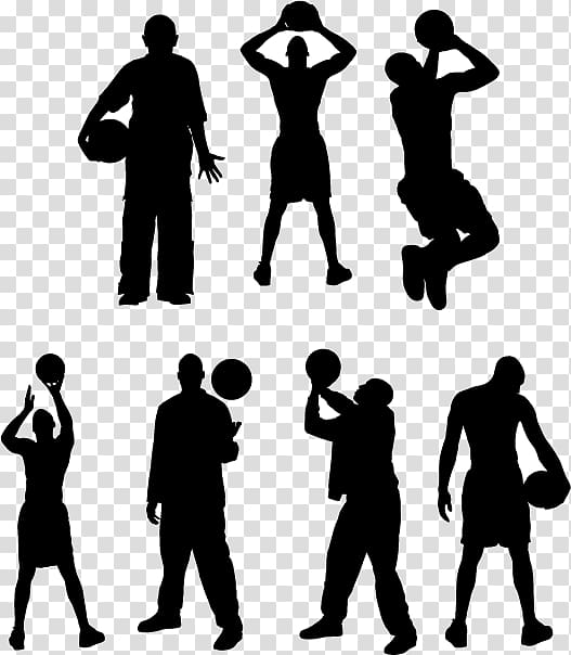 Basketball player Sport Silhouette Athlete, Basketball Players Silhouette transparent background PNG clipart