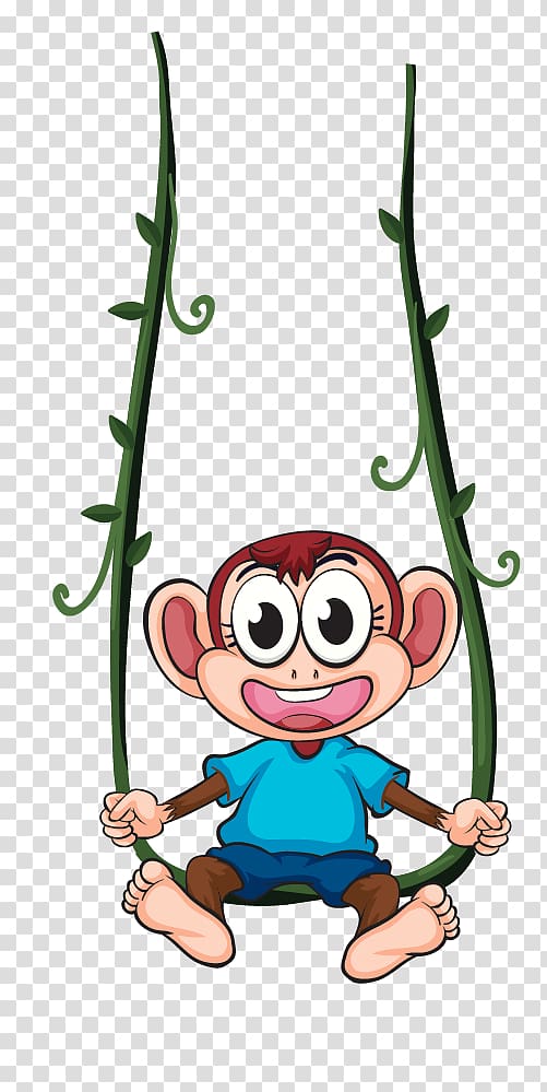 Swing illustration , Swinging monkey transparent background PNG clipart