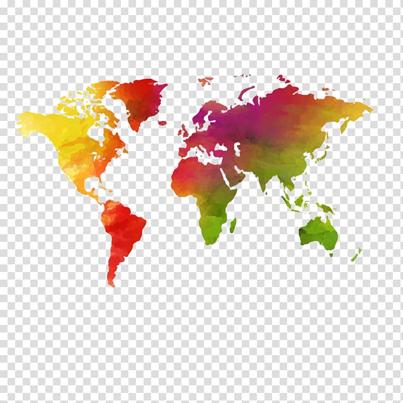 world map , Earth World map Globe, Creative hand-painted watercolor world map transparent background PNG clipart