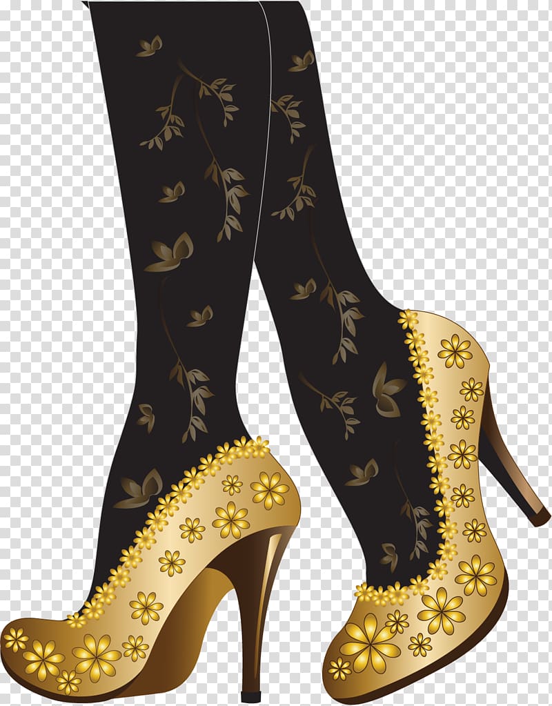 High-heeled footwear Shoe Scalable Graphics, Golden pointed high heels transparent background PNG clipart