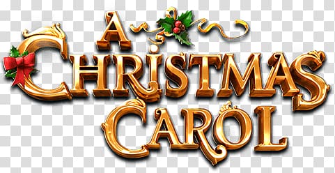 yellow A Christmas Carol text overlay, A Christmas Carol Logo transparent background PNG clipart