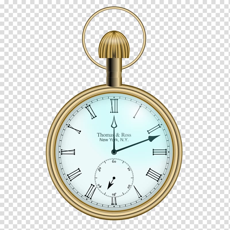 round gold-colored Thomas & Ross pocket watch, Rolex Submariner White Rabbit Pocket watch Clock, hour transparent background PNG clipart