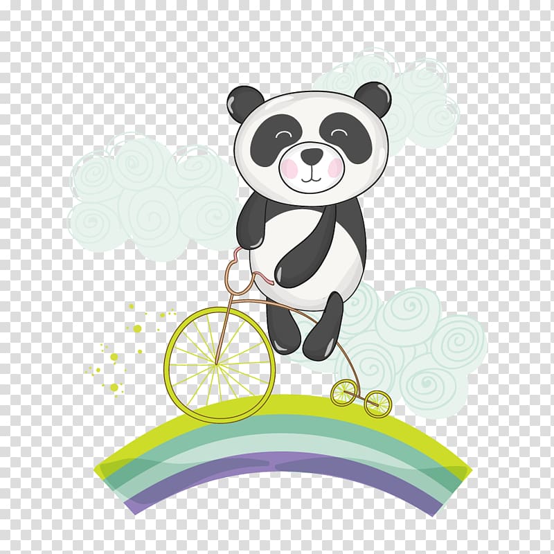 panda riding trike , Giant panda , Cartoon panda transparent background PNG clipart