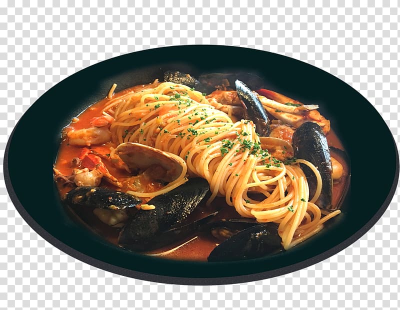 Spaghetti alla puttanesca Pasta al pomodoro Italian cuisine Al dente, seafood transparent background PNG clipart