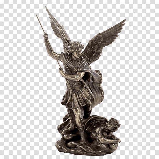 St. Michael Vanquishing Satan Archangel Sculpture Statue, demon transparent background PNG clipart