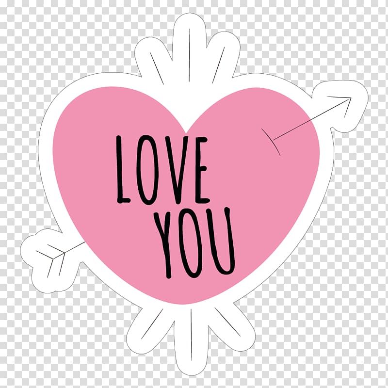 White and pink love you text with heart illustration, Sticker Love Wall ...