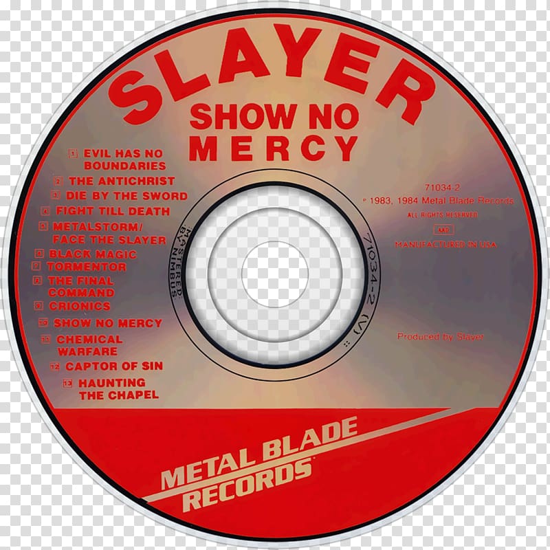 Compact disc Show No Mercy Slayer Thrash metal Metal Blade Records, Repentless transparent background PNG clipart
