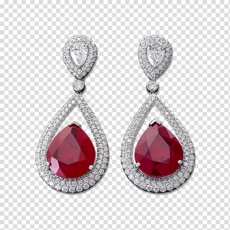 Ruby Earring Jewellery Gemstone Diamond, ruby drop earrings transparent background PNG clipart