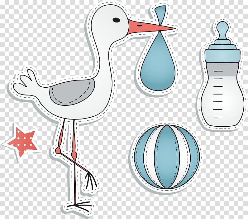 white bird illustration, Euclidean , bottle baby toys material transparent background PNG clipart