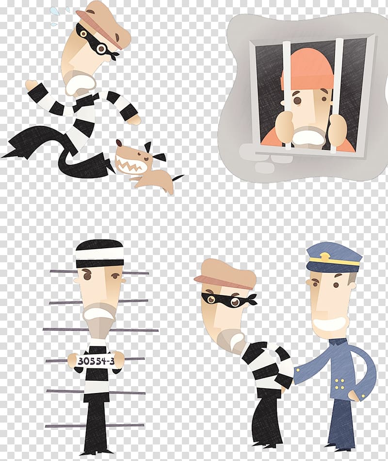 Theft Police officer Illustration, The cartoon version of the police caught the thief transparent background PNG clipart