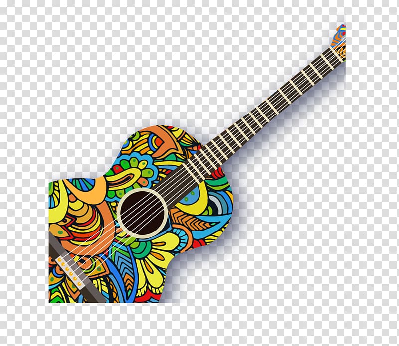 Acoustic guitar Ukulele, Creative Pattern Guitar transparent background PNG clipart