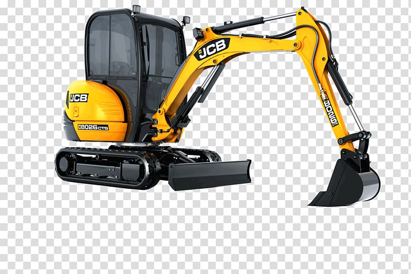 Compact excavator JCB Heavy Machinery, excavator transparent background PNG clipart