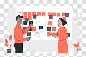 illustration, Scrum board, process, teamwork, work, management, organize, planning, project, task, backlog, agile method transparent background PNG clipart thumbnail