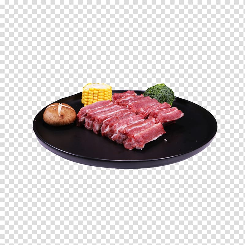Spare ribs Yakiniku Sirloin steak Roast beef, Product corn, pig ribs row a dish transparent background PNG clipart