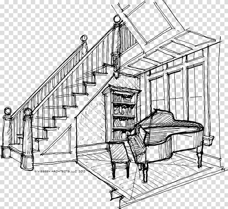 Architecture Engineering Sketch, grand piano transparent background PNG clipart