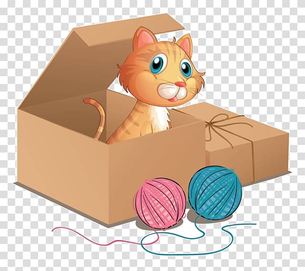 Cat Kitten Box , The cat in the cartoon box transparent background PNG clipart