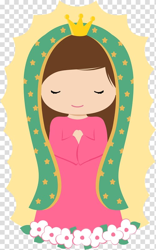 woman and flowers , Our Lady of Guadalupe First Communion Child , please transparent background PNG clipart