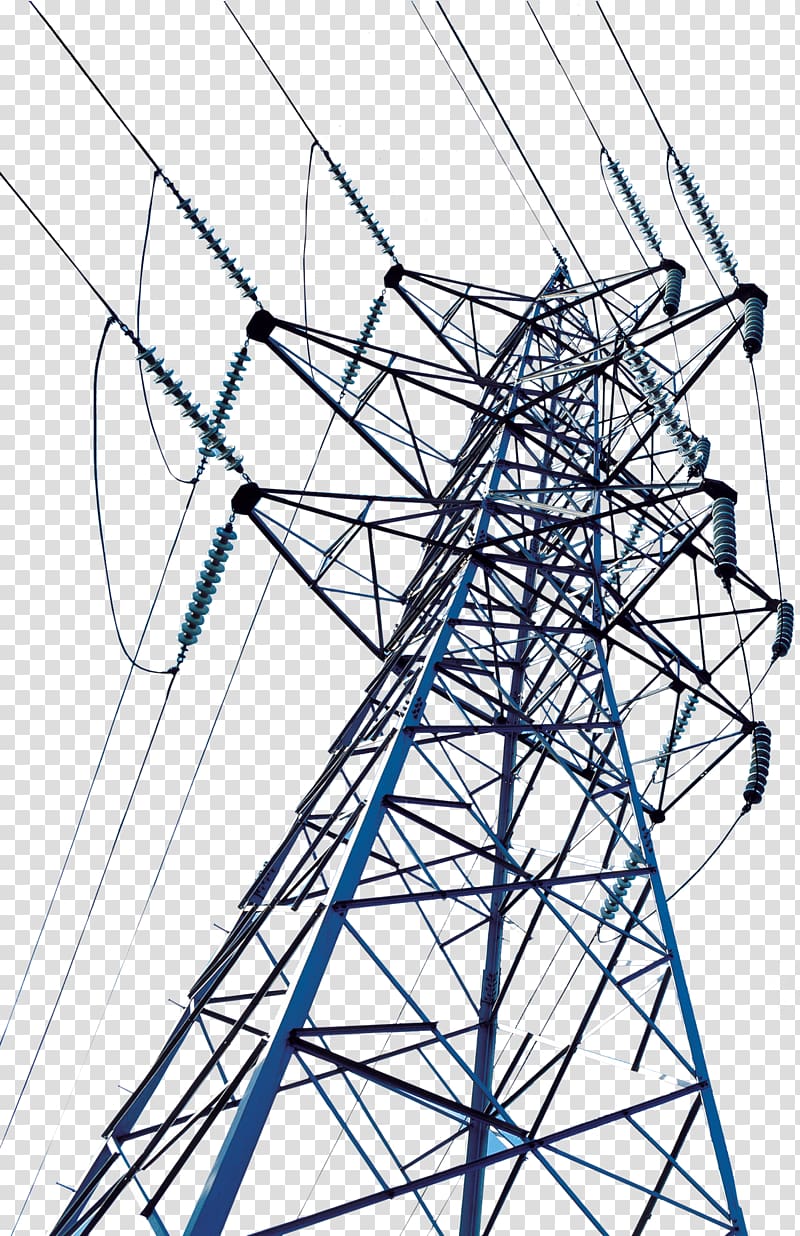 gray utility tower , High voltage Transmission tower Electric power transmission Wire, High-voltage wire tower transparent background PNG clipart