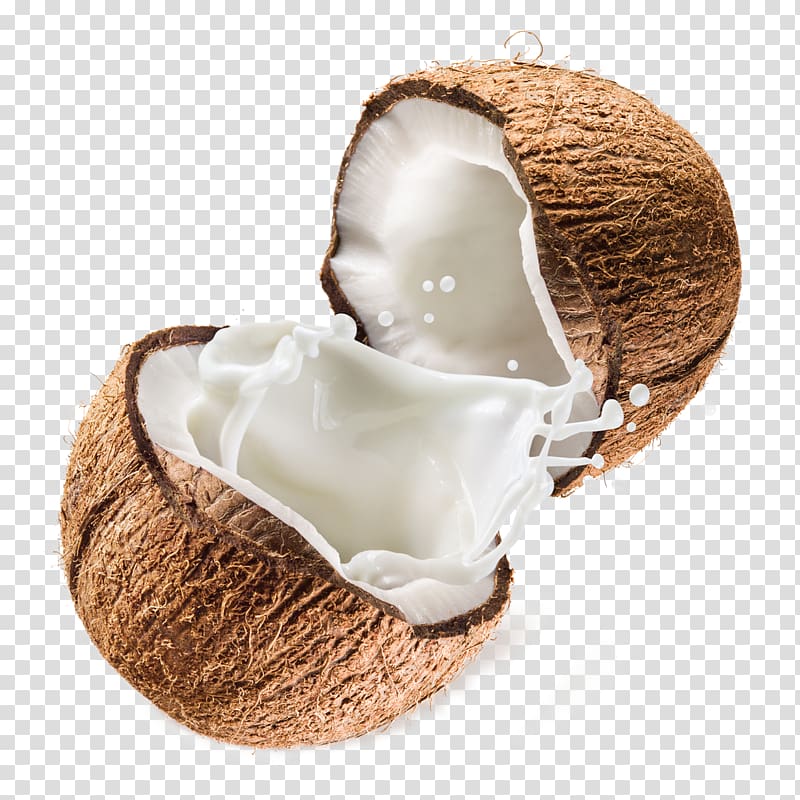 coconut shell and coconut milk, Coconut milk powder Coconut water, Cracked coconut transparent background PNG clipart