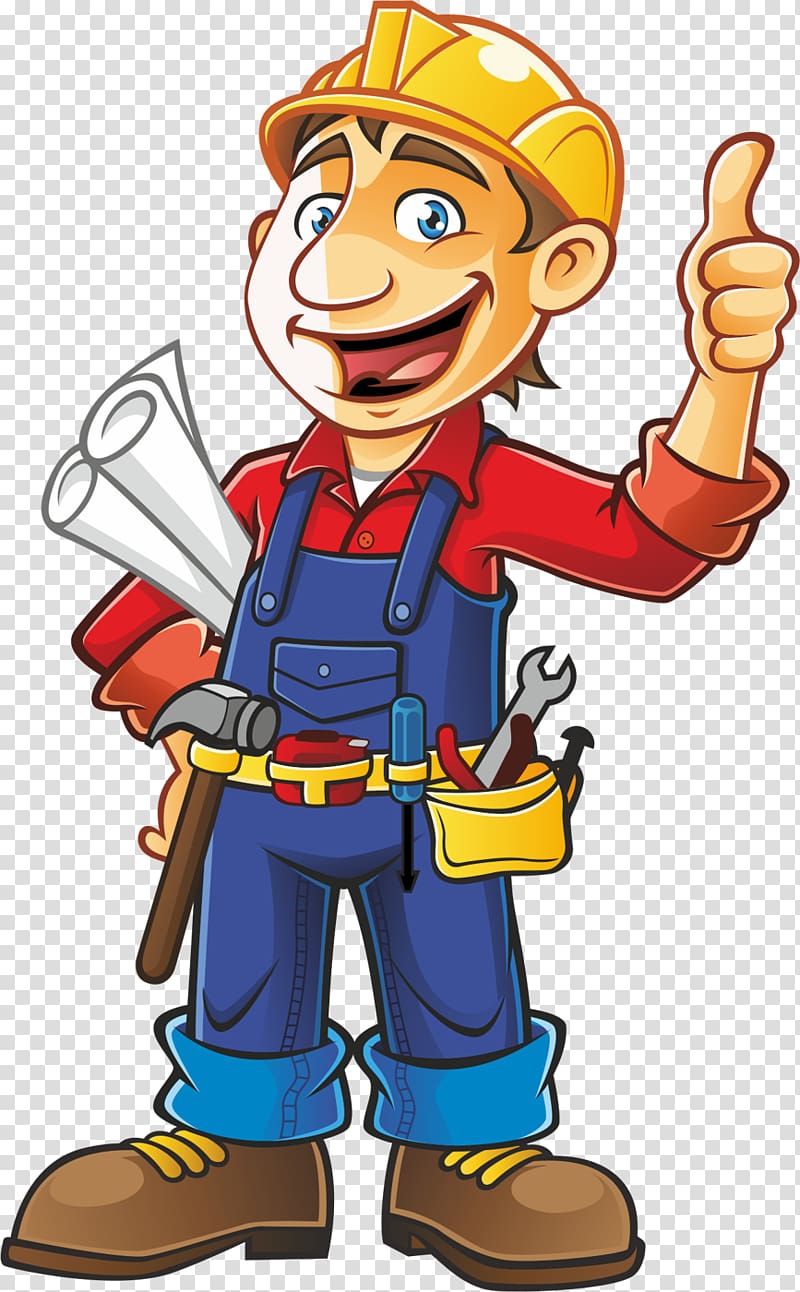 man holding rolled papers , Construction worker Architectural engineering Cartoon , Construction worker transparent background PNG clipart