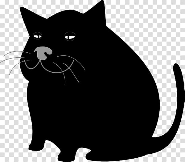 Black cat Kitten Cartoon , Fat transparent background PNG clipart